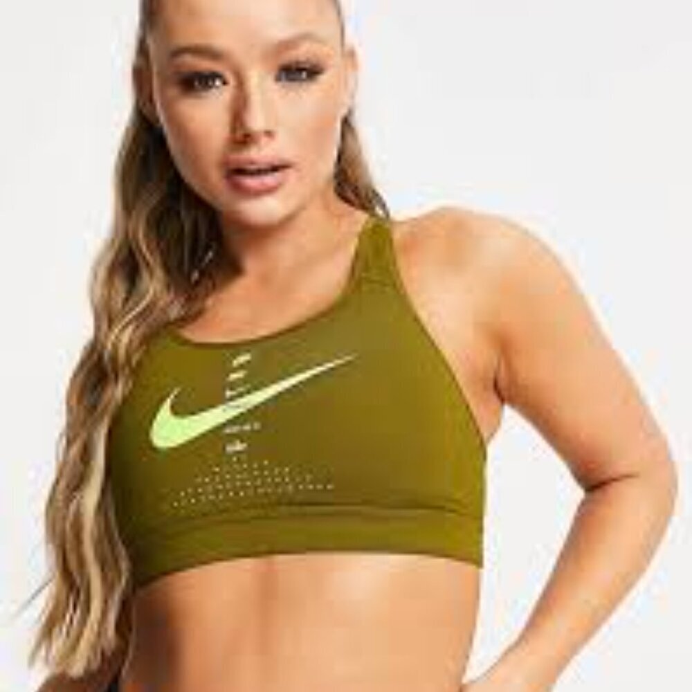 ✅ Nike Training impact high support sports bra in khaki/YELLOW SIZE X-SMALL